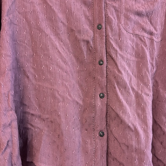 Free People purple lace crocheted back oversized button down shirt top XS-M - Picture 3 of 8